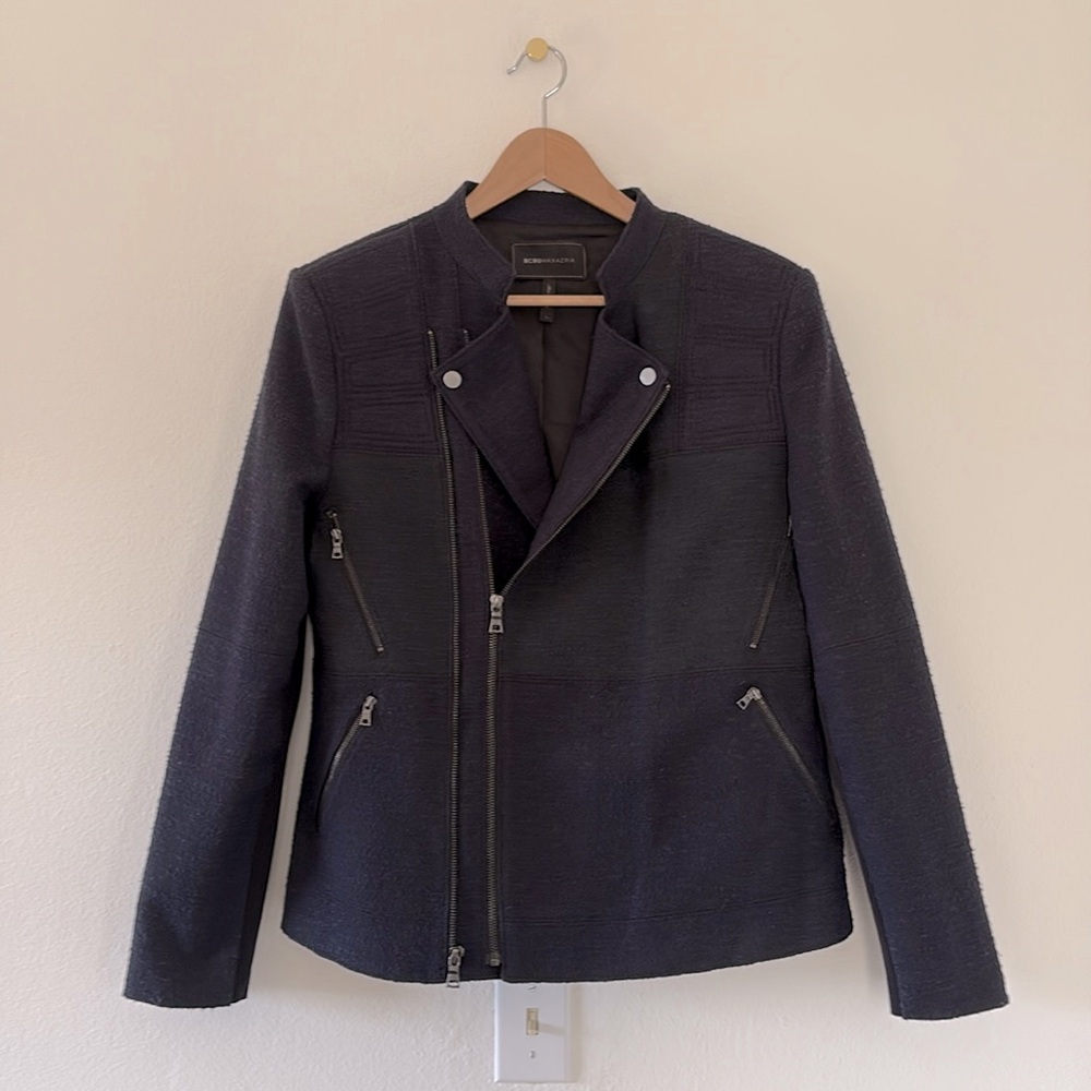 BCBG MaxAzria Textured Navy Blazer Jacket